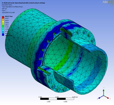 Flange and joint stress contour view