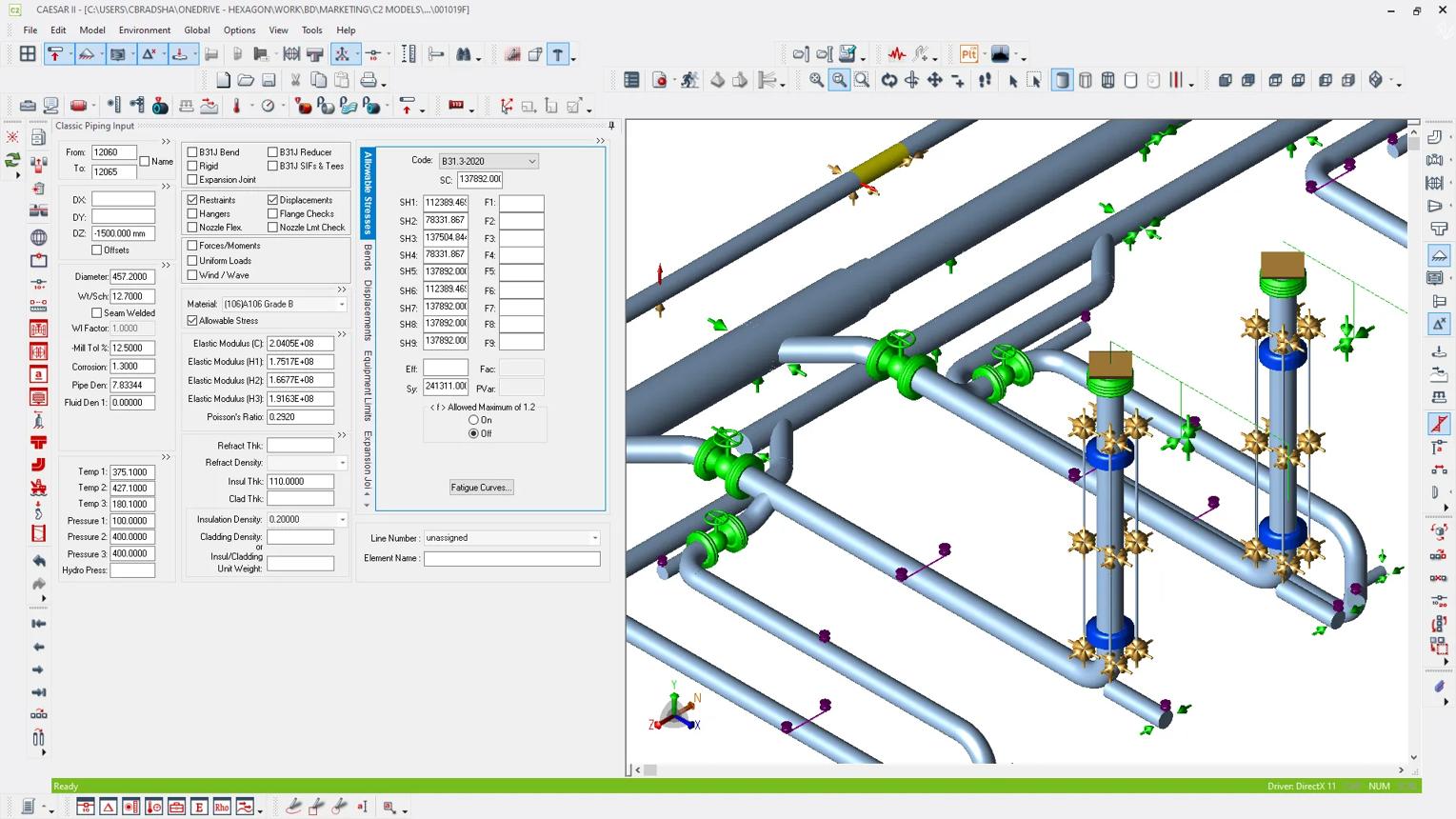 CAESAR II software model screenshot