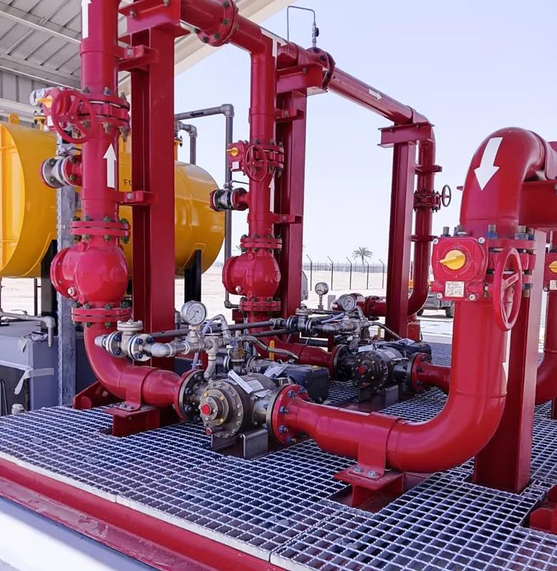 Fire-water pump and valve skid